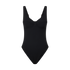 Ochre Lane black rib underwire one piece swimsuit, front product view with supportive underwire cups