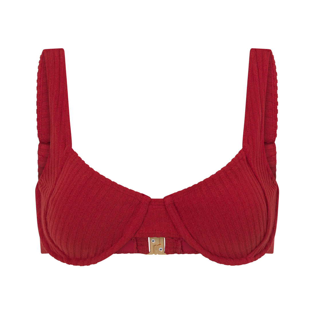 Ribbed Towelling Balconette Bra | Merlot