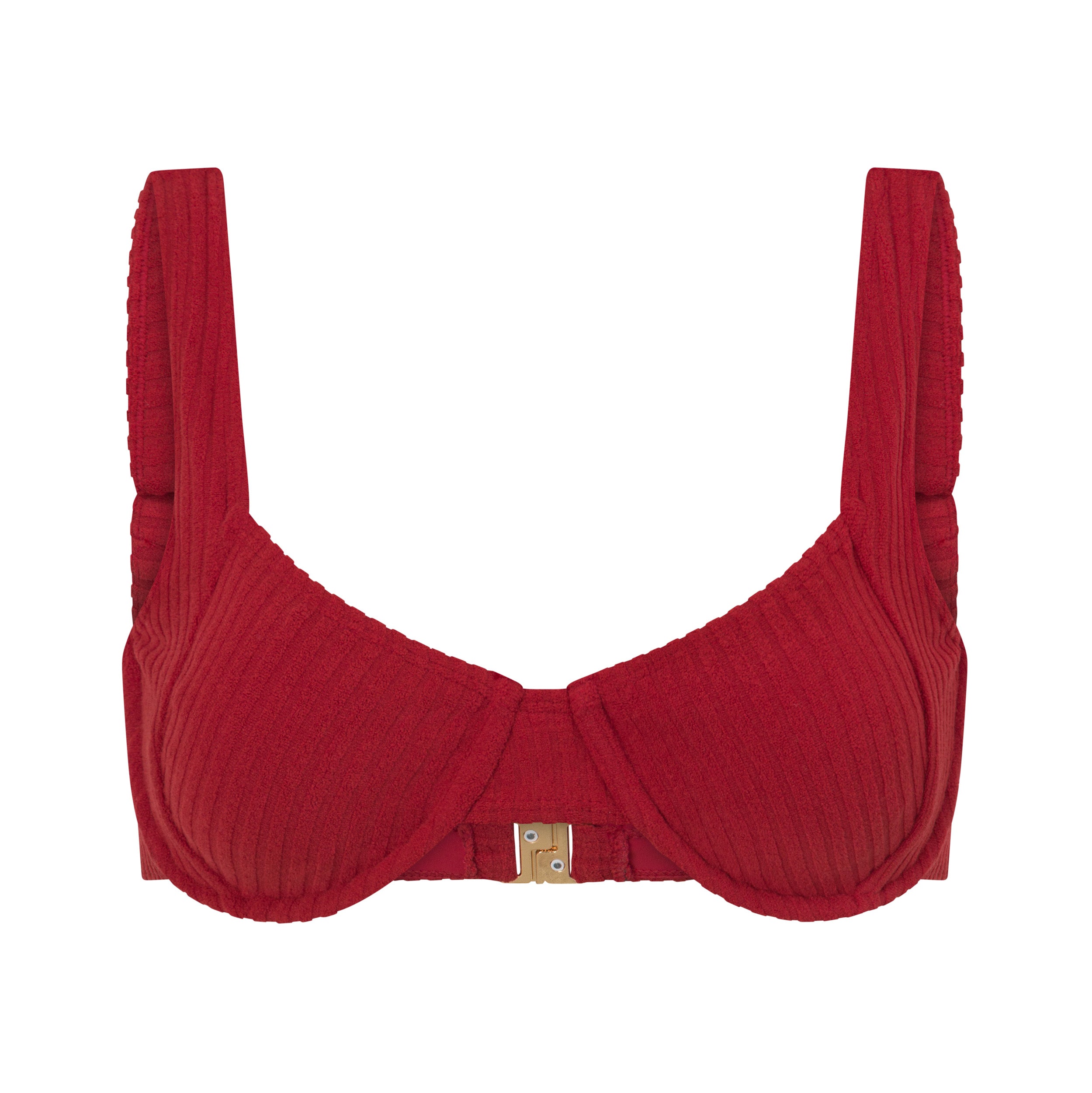 Ribbed Towelling Balconette Bra | Merlot