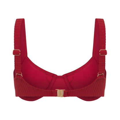 Ribbed Towelling Balconette Bra | Merlot