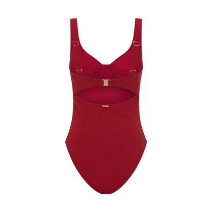 Ribbed Towelling One Piece | Merlot