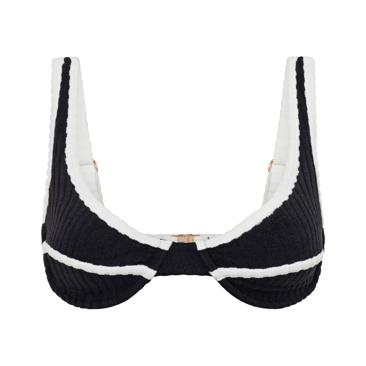 Ribbed Towelling Balconette Bra | Contrast