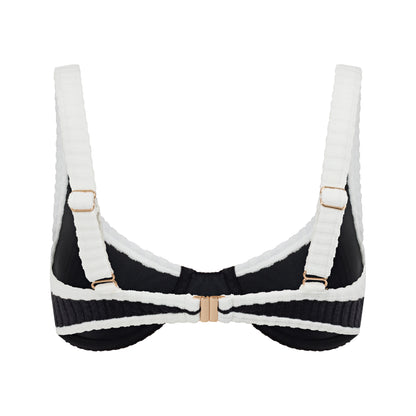 Ribbed Towelling Balconette Bra | Contrast