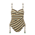 Thin Strap Underwire One Piece in Palm Stripe print, luxury Australian swimwear with supportive underwire