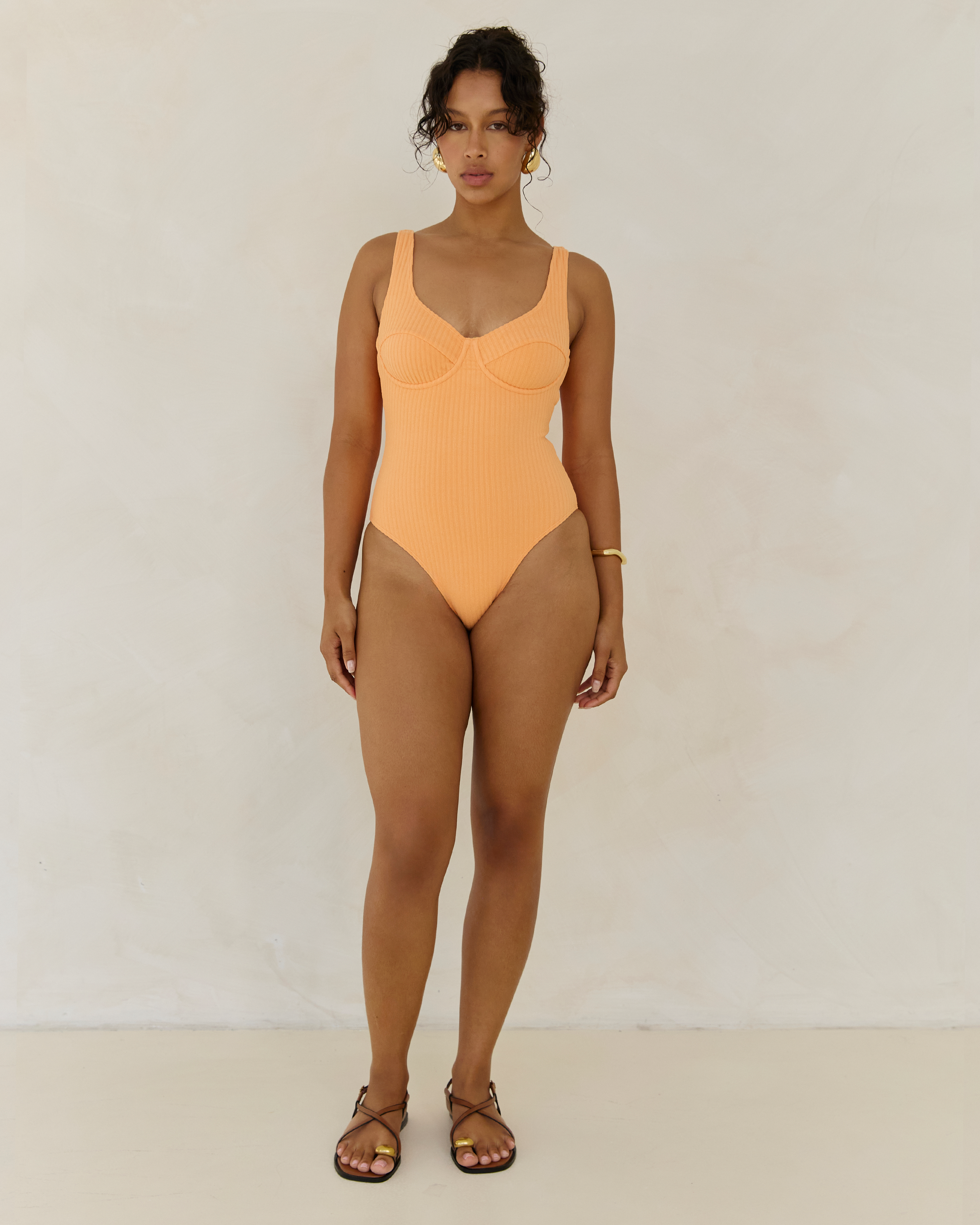 Ribbed Towelling One Piece | Papaya