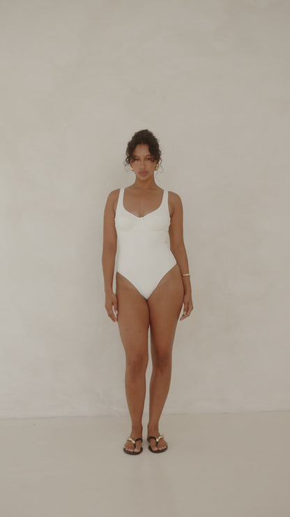 Ribbed Towelling One Piece | Crème