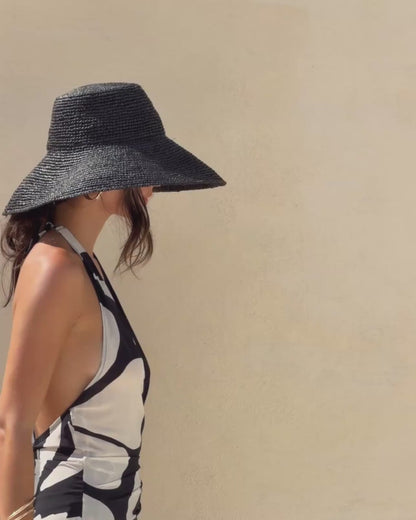 Raffia Bucket Hat | Noir
