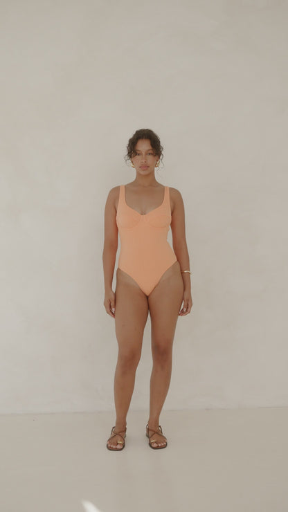 Ribbed Towelling One Piece | Papaya