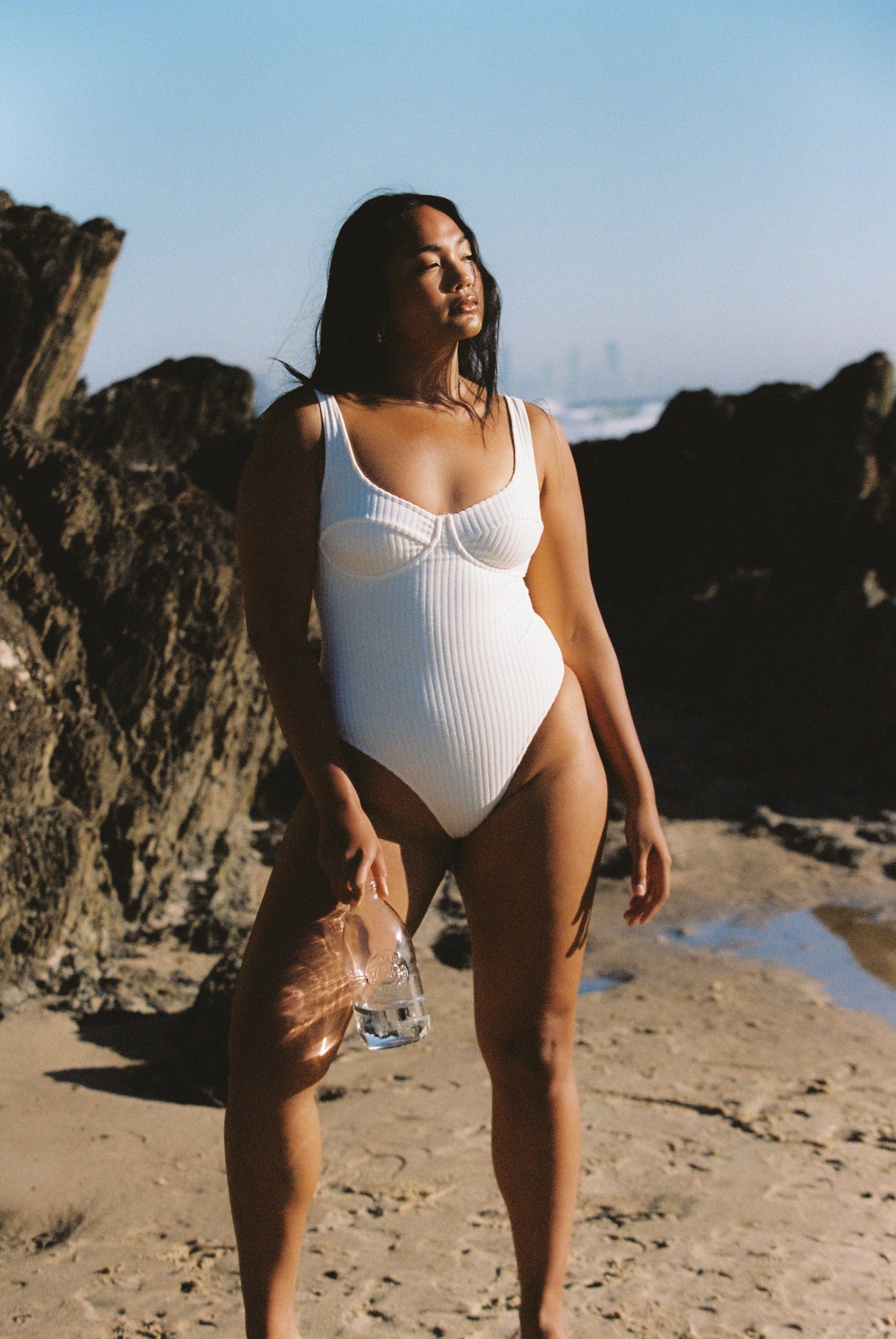 Ribbed Towelling One Piece | Crème